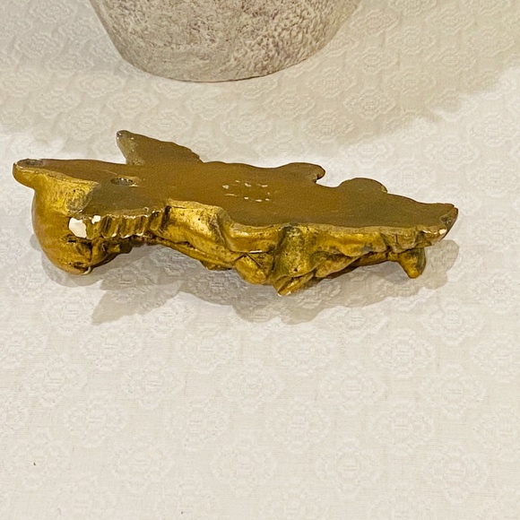 S1-Vintage Religious Art Gold Chalk Ware Trumpet Playing Angel/Cherub - Picture 7 of 8